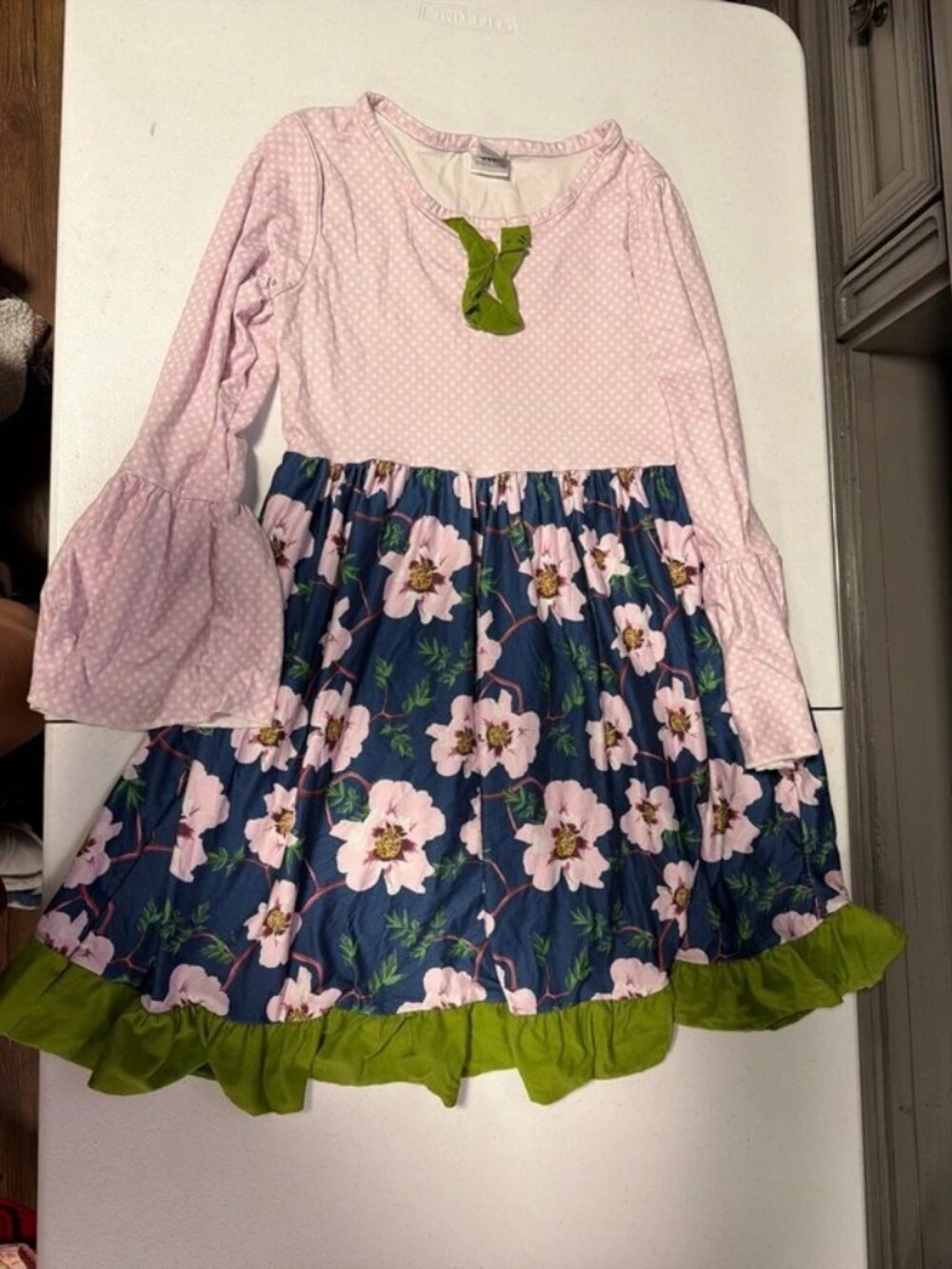 Little girls boutique pink flower dress